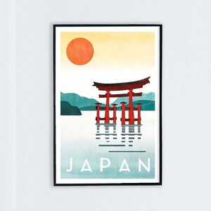 Japan Travel Poster |  Vintage Style Japan Art Print | Japanese Wall Art | Torii Gate Travel Print | Retro Style Travel Art