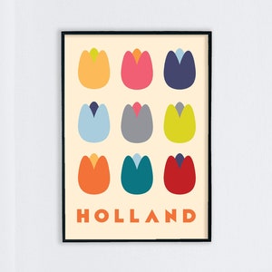 Holland Tulip Poster / Giclee Fine Art Print / Tulip / Minimal Art / Flower Wall Art / Spring Decor / Floral Art Print