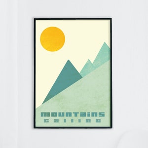 Mountains Calling Print / Mountain Landscape / Abstract Wall Art / Minimal Art / Mid century / Gift for Mountain Lovers / Nordic Style