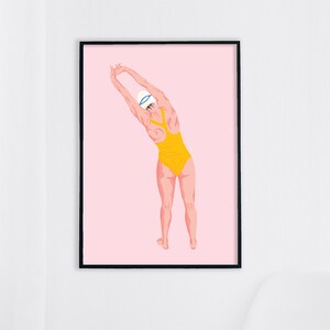 Downloadable Swimmer Art Print / Getting Ready Poster / Digital Download / Printable Wall Art / Gift for Swimmer / Swimming Pool Art