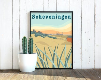 Scheveningen Poster / Scheveningen Wall Art / Dutch Travel Poster / Holland / Den Haag / The Hague / Beach / Fine Art Print