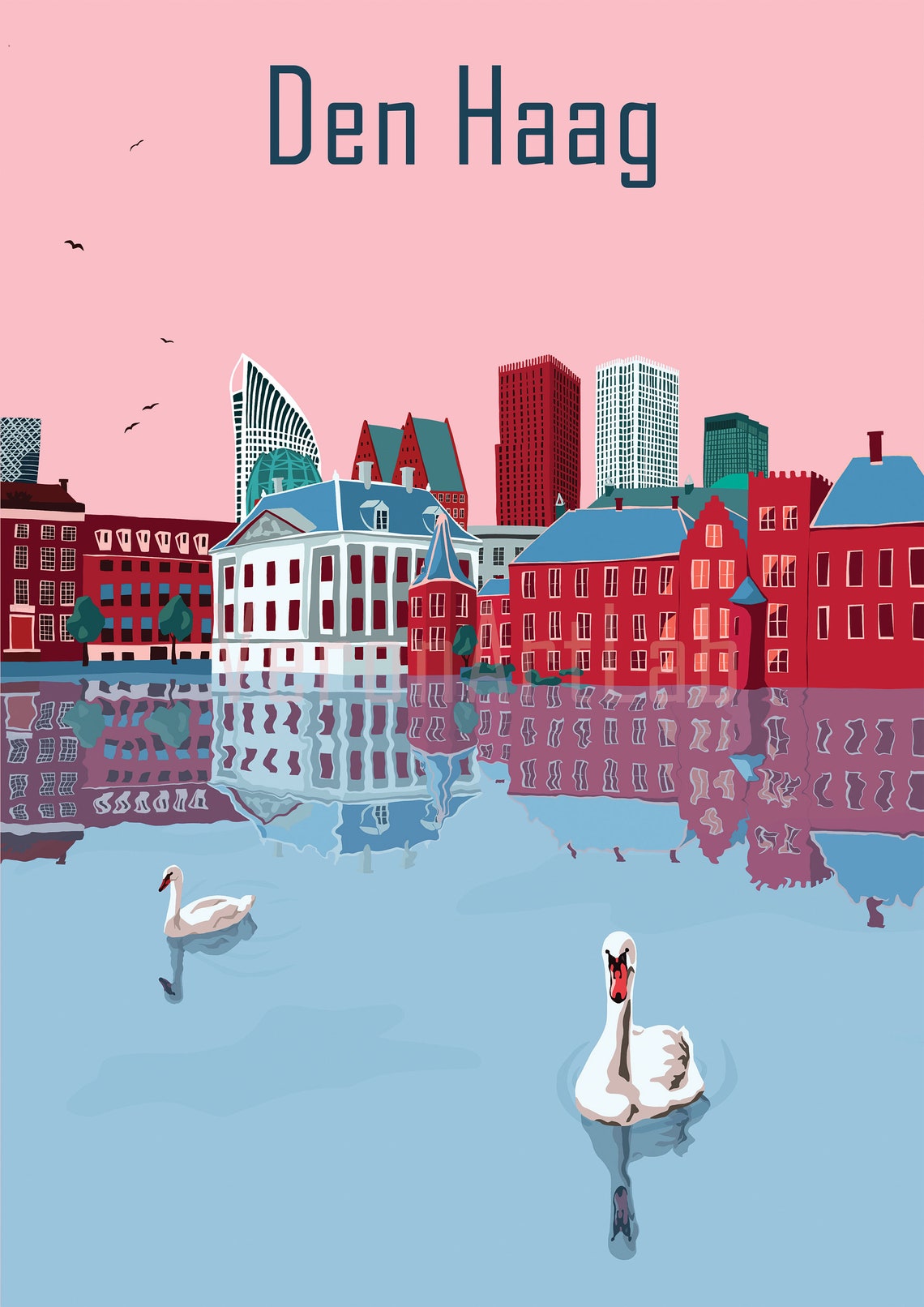 Den Haag Poster / The Hague Travel Print / Dutch Travel Poster Etsy