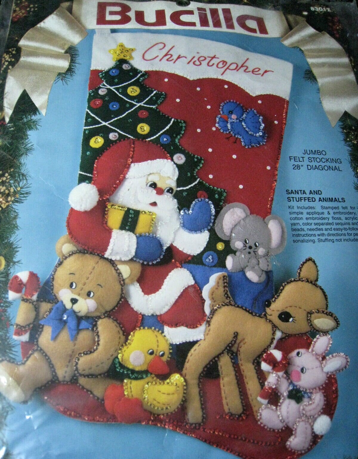 SANTA'S VISIT Bucilla Felt Jumbo Vintage Christmas Stocking Kit 19  Sterilized – Philippine Consulate General Los Angeles California