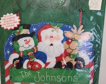 Dimensions/Feltworks Wall Hanging "Santa and Friends" Made to Order