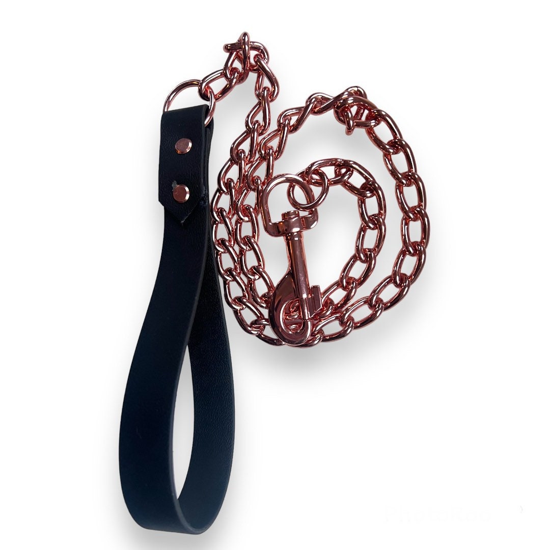 Biothane - Black Leash with Rose Gold Hardware