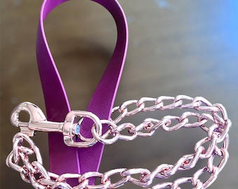 Rose gold chain and BioThane leash