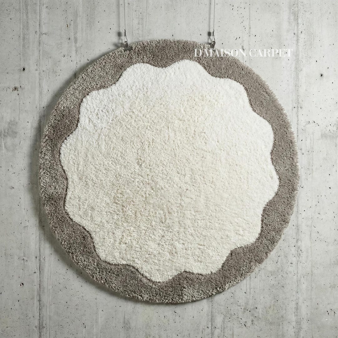 Eclectic Round Wool Rugs Elegant Round Wool Rug, Hand-tufted Moroccan Styl in Cloud-grey - Etsy