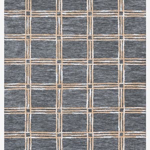 Hand-Tufted Wool Area Rug: Modern Abstract Charcoal & Gold Made with New Zealand yarn