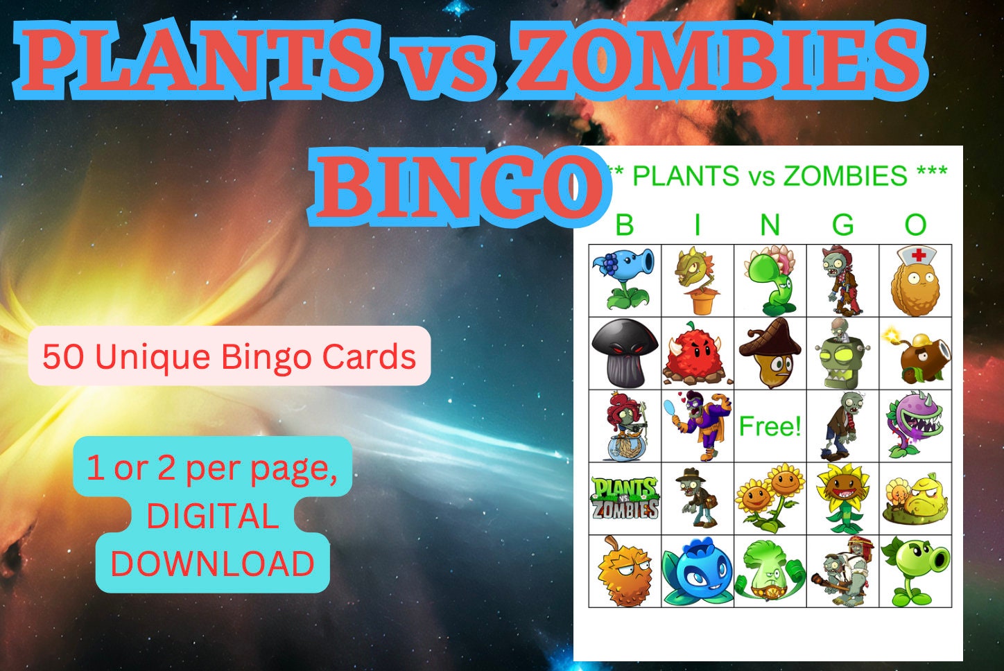 Plants vs. Zombies 2 Bingo Card