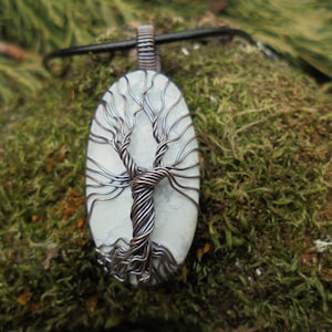 Tree of Life Natural Howlite Gemstone Wire Wrapped Pendant