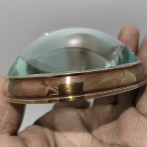 Brass Magnifying Glass Paperweight | Optical Glass Lens, Solid Desk Accessory