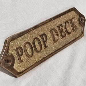 Solid Brass Poop Deck Name Plate | Nautical Marine Cabin Sign Wall Décor