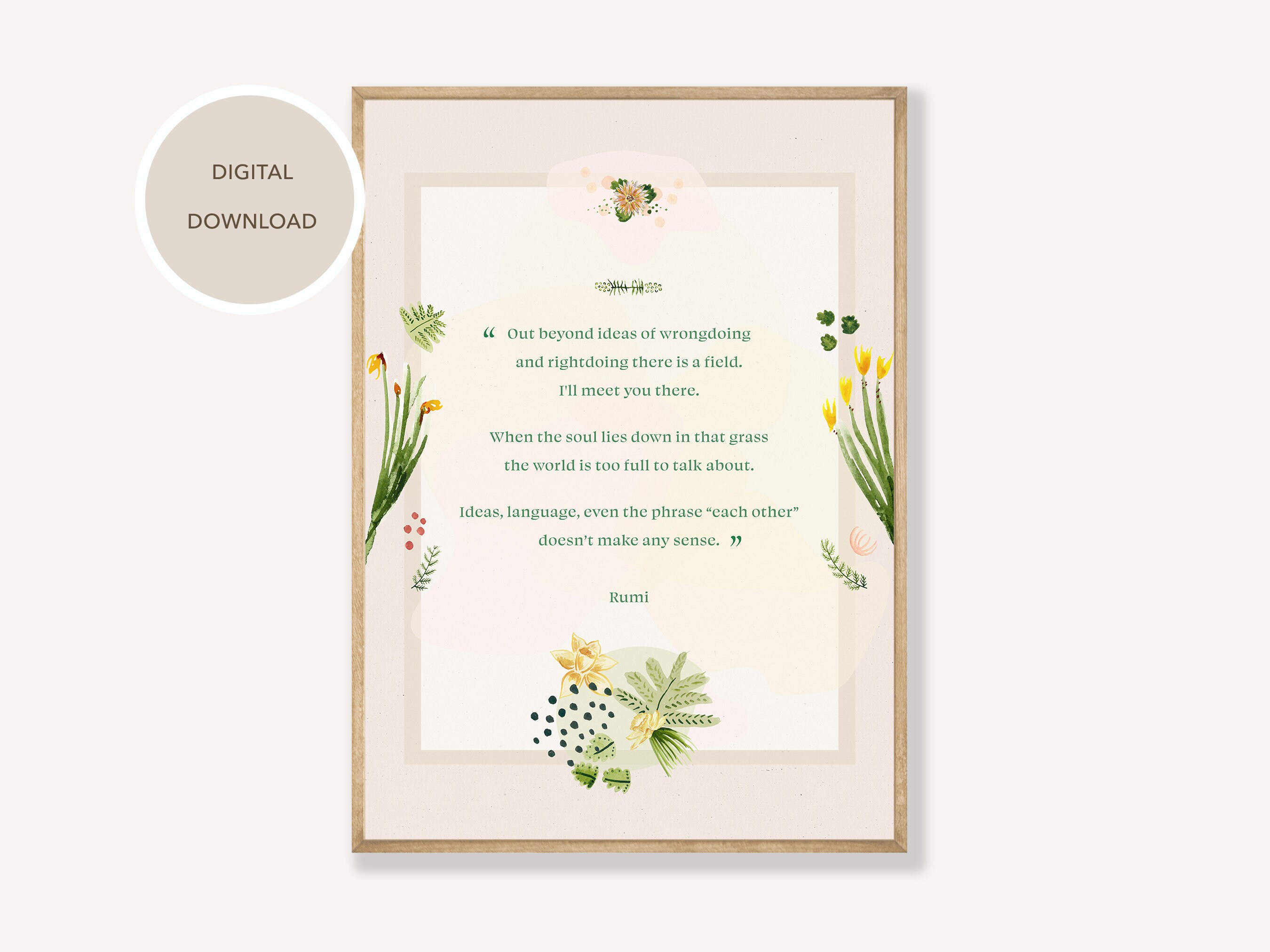 Rumi Poem the Field A Great Wagon DIGITAL Download Etsy