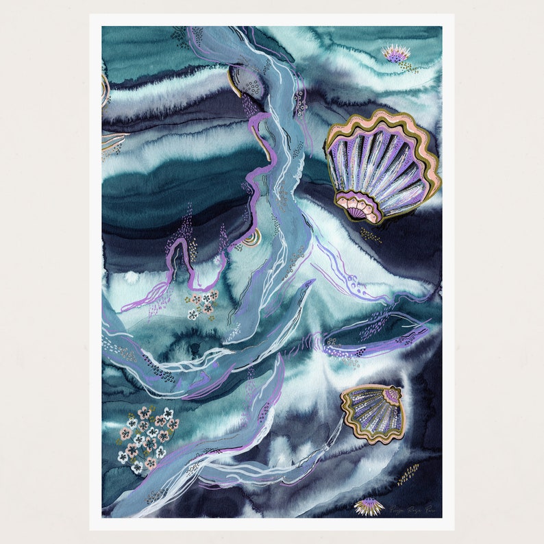 Magic in the Depths Underwater abstract Seashell print Limited edition giclée prints zdjęcie 2