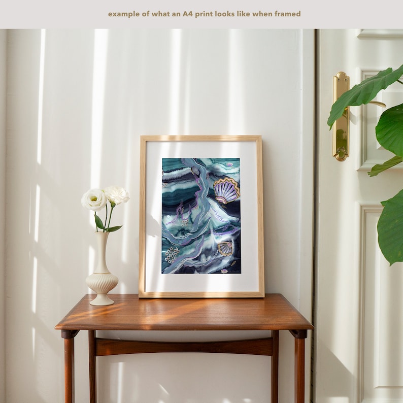 Magic in the Depths Underwater abstract Seashell print Limited edition giclée prints A4: 21.00 x 29.70 cm