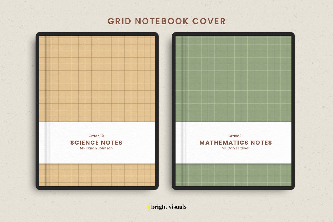 Grid Digital Notebook Cover Minimal Digital Notebook Cover Etsy
