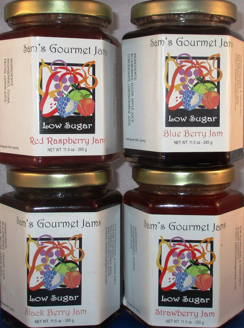 Sam's Gourmet Berry Jam 4 Pack Blueberry Blackberry Etsy