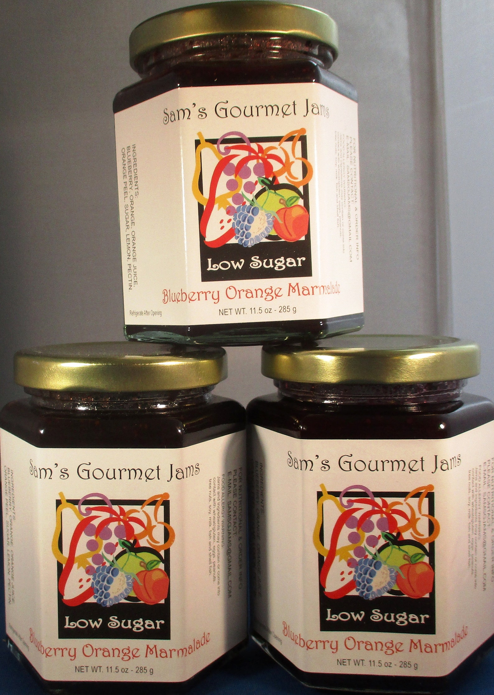 Sam's Gourmet Jams Blueberry Orange Marmalade 3 Pack Etsy