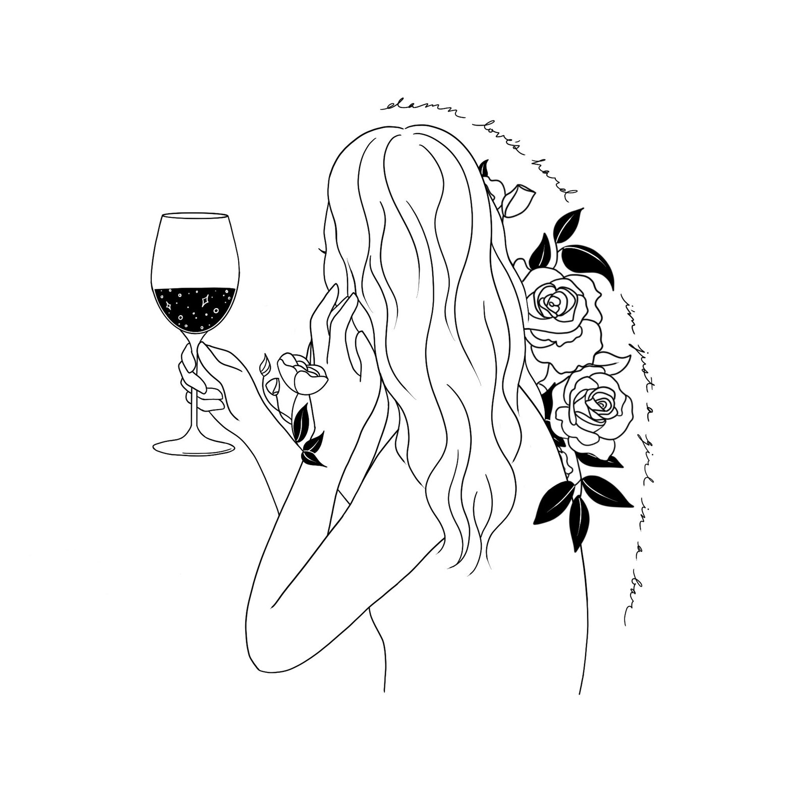 Girl in a Bar Art Print Wall Art Digital Illustration | Etsy