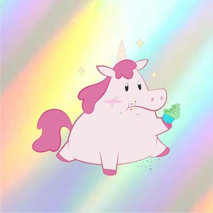 Chubby Unicorn Holographic Decals