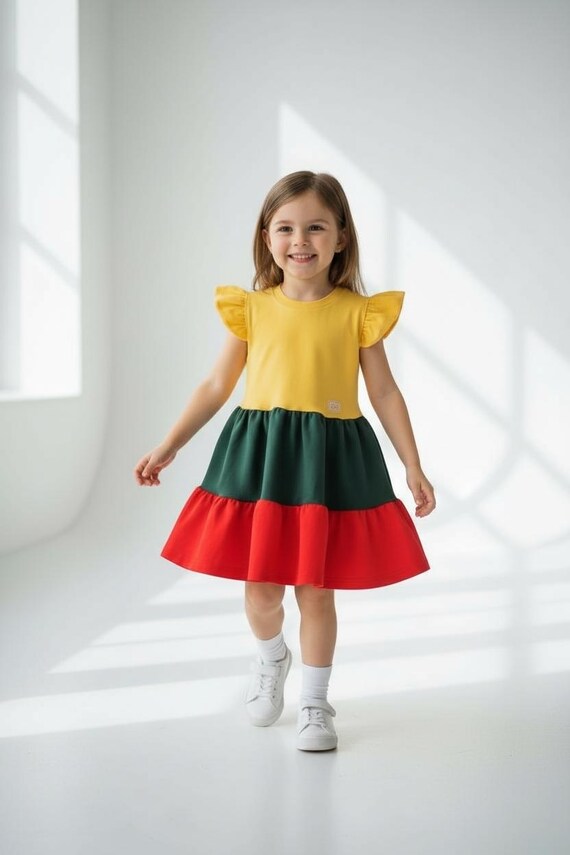 Handmade Lithuanian Flag Dress for Girls Yellow Green Red National Colors, Kids Cultural Outfit, Short or Long Sleeves - Etsy Handmade Lithuanian Flag Dress for Girls Yellow Green Red National Colors, Kids Cultural Outfit, Short or Long Sleeves - Etsy