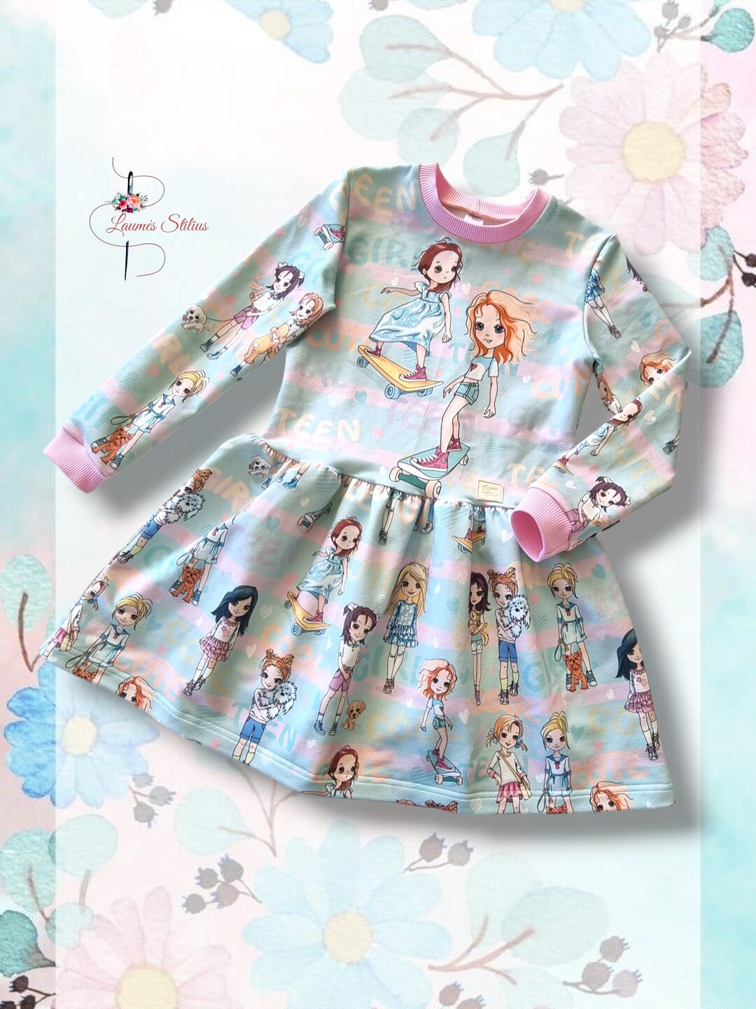 Dress For A Girl With Anime Characters Dress With Cartoon Characters