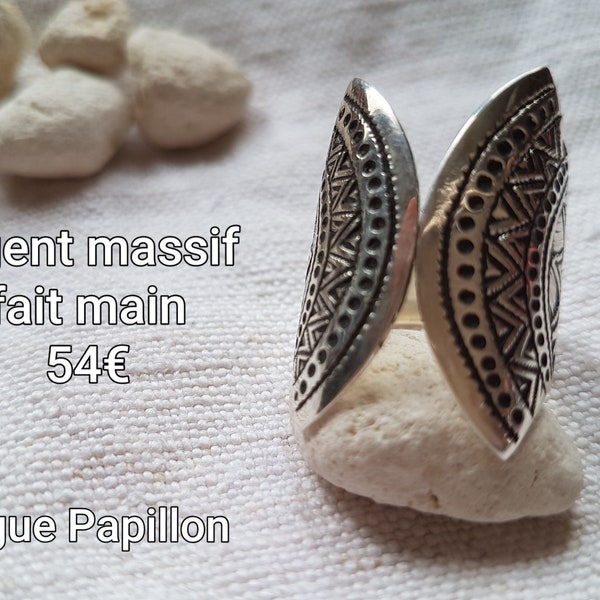 Bague argent massif ciselée à la main