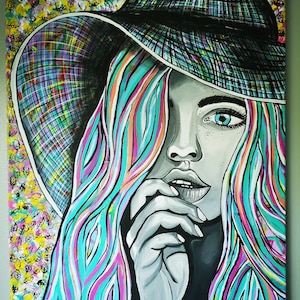 Print of an Original Incredulity Abstract Acrylic Painting, Modern, Contemporary Art, Portrait Art, Multicolour Art