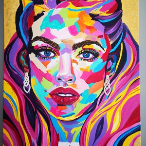 Print of an Original painting &#39;Maneater&#39; Abstract Acrylic Painting, Modern, Contemporary Art, Portrait Art, Multicolour Art