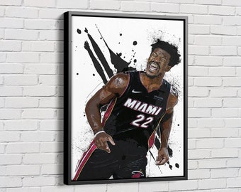  MW MERWEZI Jimmy Butler Jersey Art Miami Heat NBA Wall Art Home  Decor Hand Made Poster Canvas Print(Stretched on Wood, 12x18): Posters &  Prints