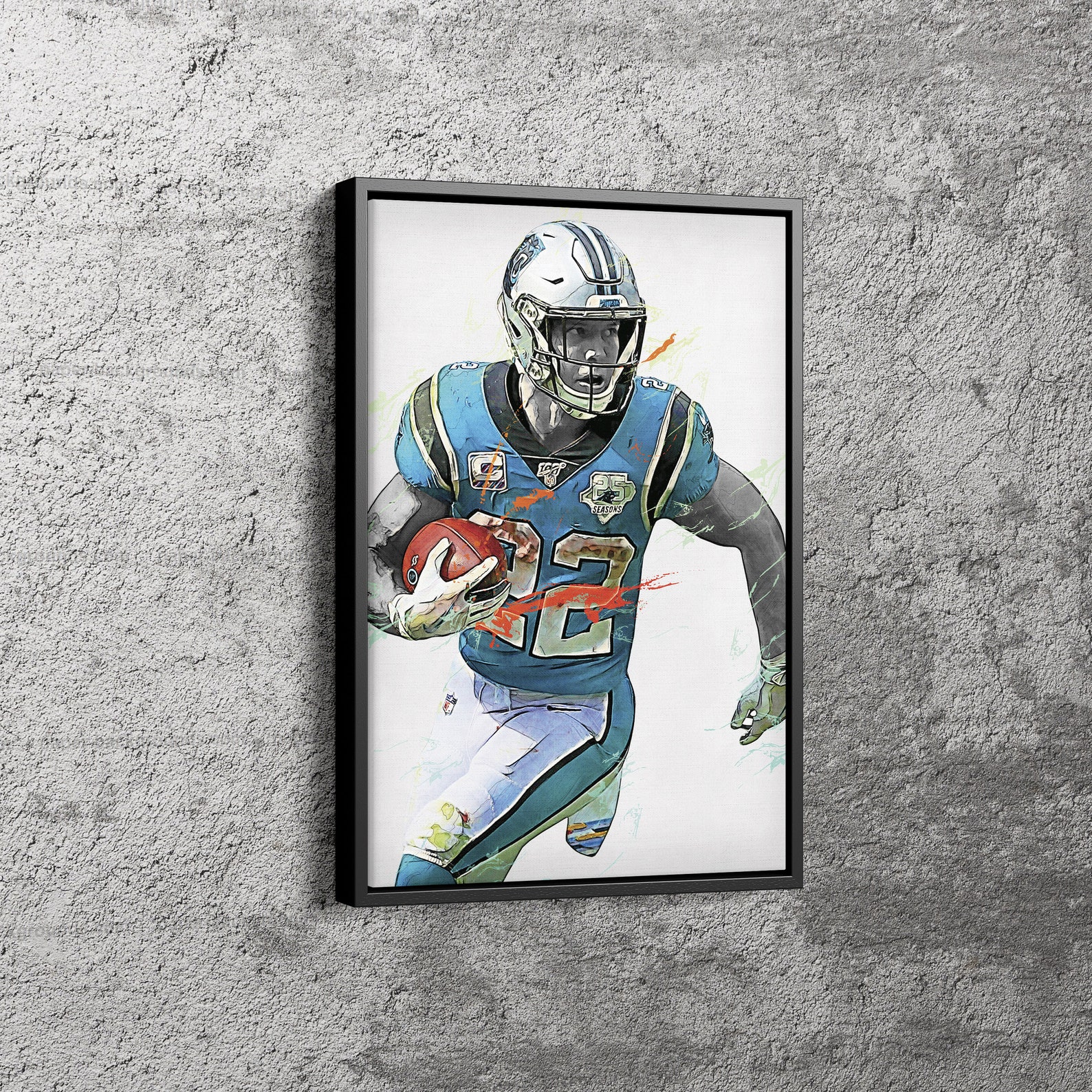 Christian McCaffrey Art Poster Carolina Panthers NFL Canvas | Etsy
