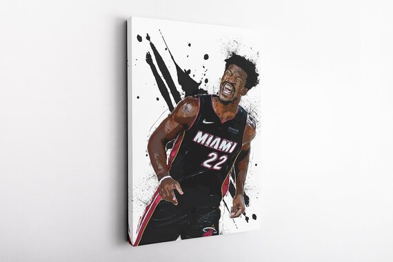  MW MERWEZI Jimmy Butler Jersey Art Miami Heat NBA Wall Art Home  Decor Hand Made Poster Canvas Print(Stretched on Wood, 12x18): Posters &  Prints