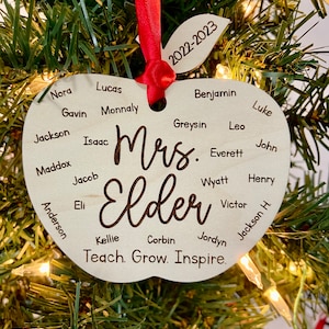 Personalized teacher ornament, Class Ornament, Teacher Appreciation, Apple Ornament, Teacher gift, class Gift, Christmas 2022, Christmas