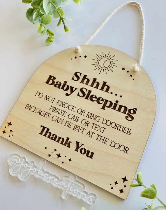Boho Baby Sleeping Sign Dont Ring Bell Sign Door Hanger Shhh