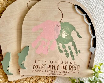 Father's Day Fishing Handprint Sign, Father's Day Keepsake, Fishing Father's Day Gift, Fishing Handprint Sign, Gifts for Grandpa, Dad Gift