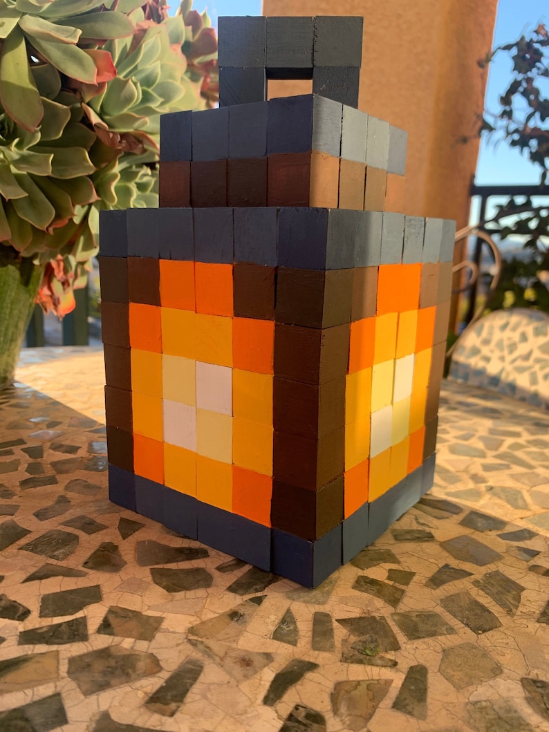 Minecraft Wood Block Lantern Etsy