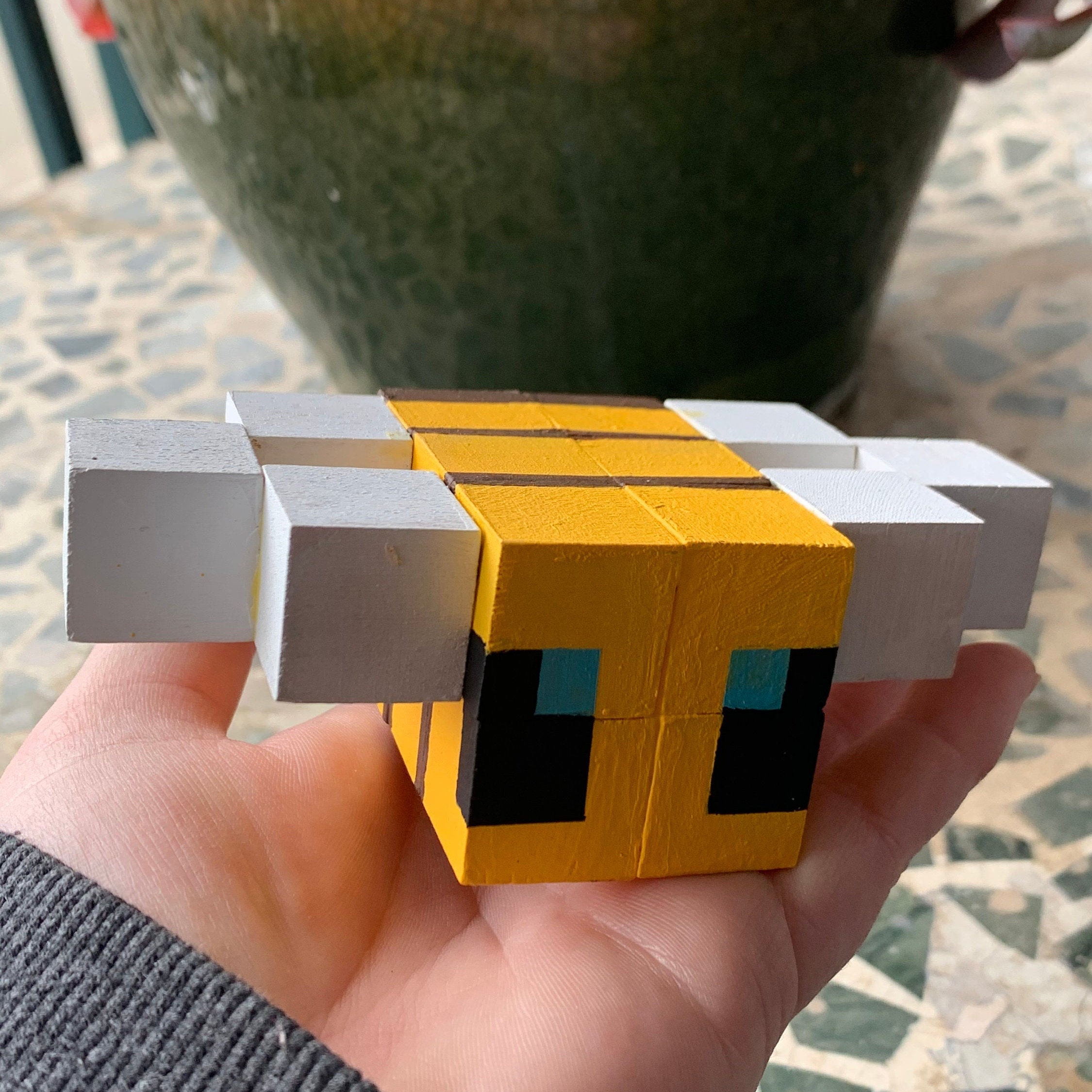 Mini Minecraft Wood Bee Etsy