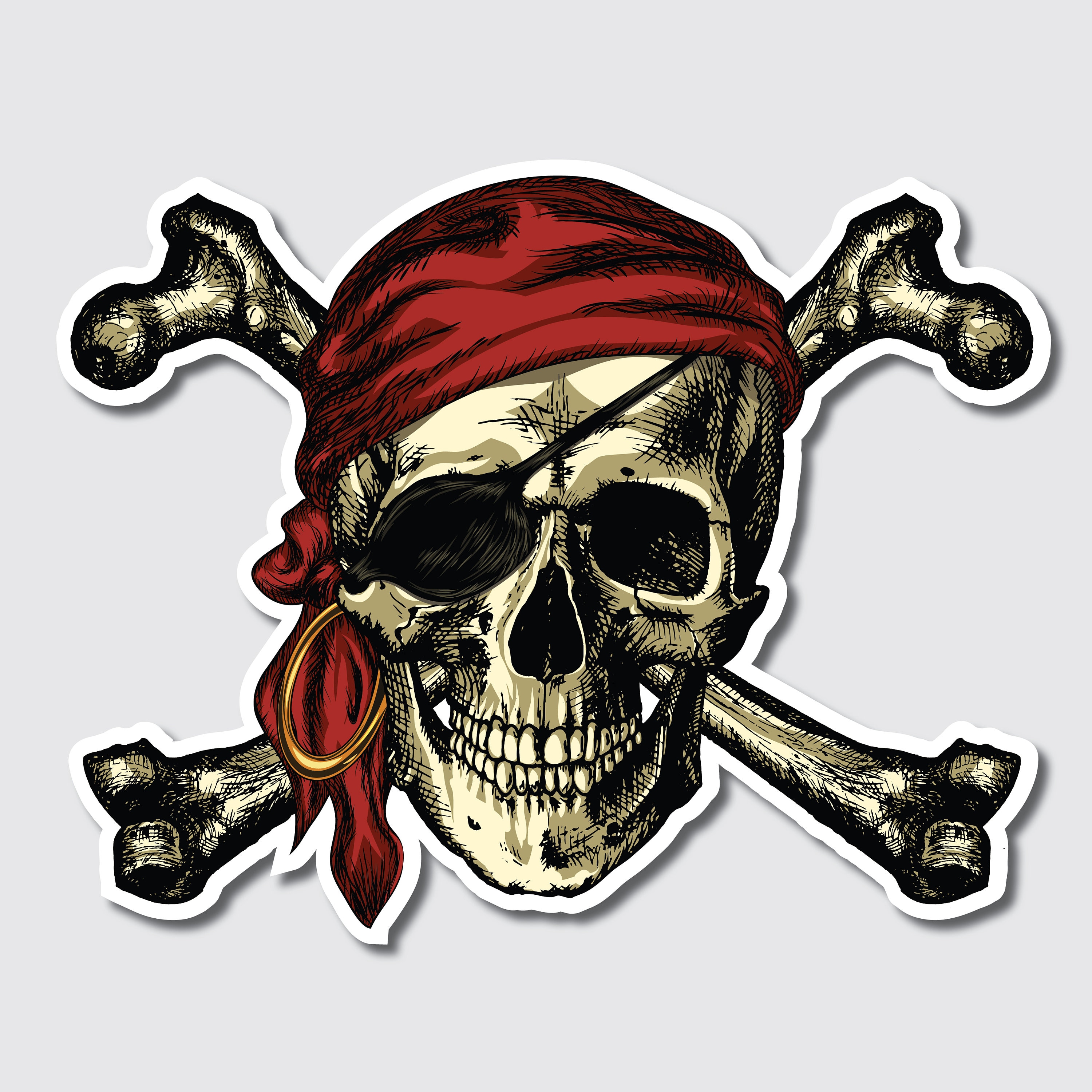 2x Skull & Crossbones Pirate Printed Vinyl Decal Stickers | Etsy