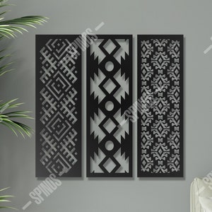 African Patterns Wall Art Traditional Texture Wood Decor Fabric Wooden Sign Africa Motifs Wall Hanging 3 Pieces Home Decorations image 1
