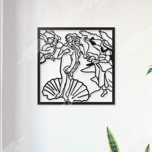 Birth of Venus Wooden Wall Art – Minimalist Botticelli-Inspired Laser Cut Decor