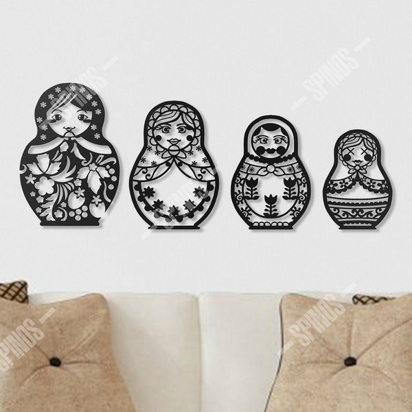 Matroschka Wandkunst - Russische Puppen Wanddekoration - Russland Holz Wandschild - Babuschka Wandbehang - Matruska - Stapelpuppen - Nesting Dolls