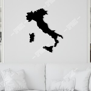 Arte mural con mapa de Italia: silueta minimalista de madera de Italia, decoración de pared con formas de países modernos