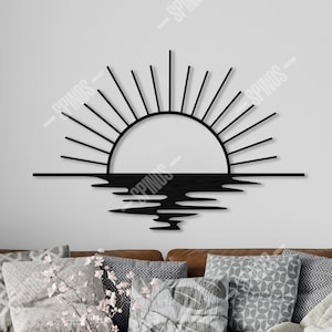 Minimalist Wooden Sunrise Wall Decor: Boho Living Room Art