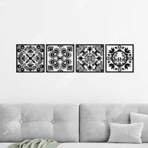 Decoração de parede de madeira com motivos tradicionais húngaros: conjunto de 4 peças