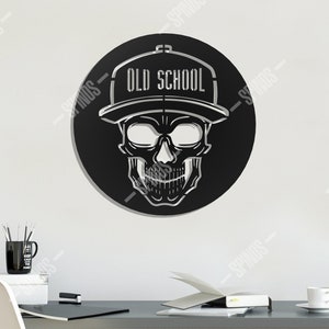 Old School Skull Wooden Wall Art: Hip Hop Room Decor