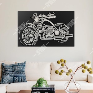 Motorcycle Wood Wall Decor: Vintage Chopper Art
