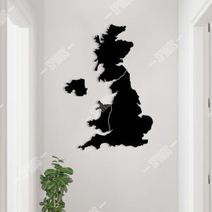 United Kingdom Wooden Wall Art - British Isles Wood Map Decor - UK Country Silhouette