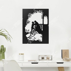 Romeo and Juliet Wooden Wall Art – Romantic Balcony Scene Silhouette