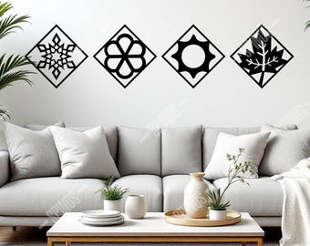 Cuadros de madera de las cuatro estaciones: decoración minimalista para el hogar.
