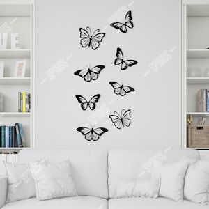 Butterfly Wooden Wall Decor, Modern 8-Piece Butterflies Art Set, Nature Inspired Design, Laser Cut Wall Hanging, Home Decoration